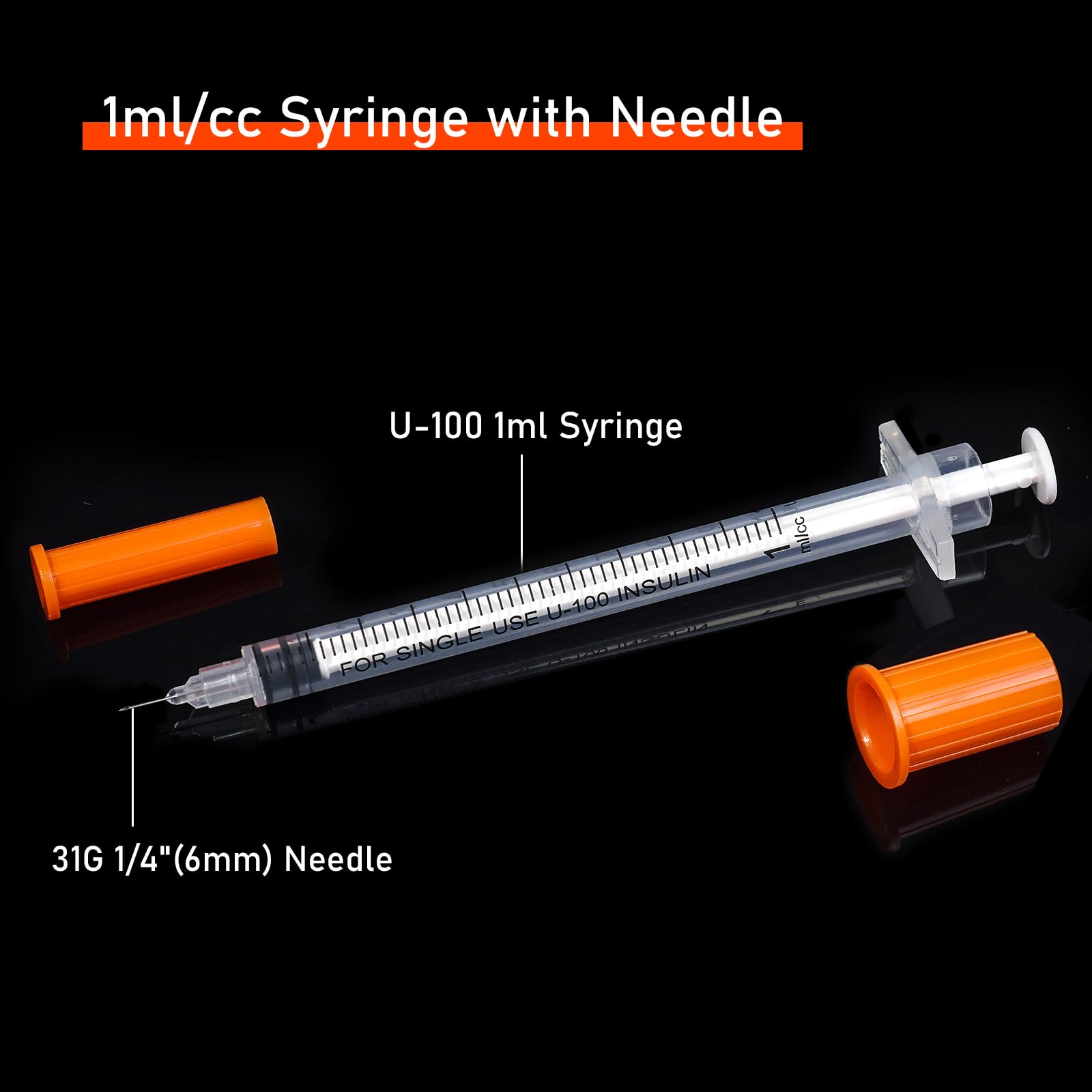 1ml 31G 1/4" 6mm Syringe, 1cc Syringes, Individually Wrapped, Pack of 100 — Amazon image 3