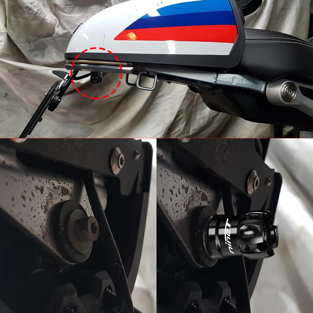 Modeer per BMW R NINE T R NINE T Racer / PURE / Scrambler 2014-2022 Moto CNC sedile posteriore Bullone Montatura Rimozione vite Tool-Less Quick Release Replacement rninet Accessori (nero)