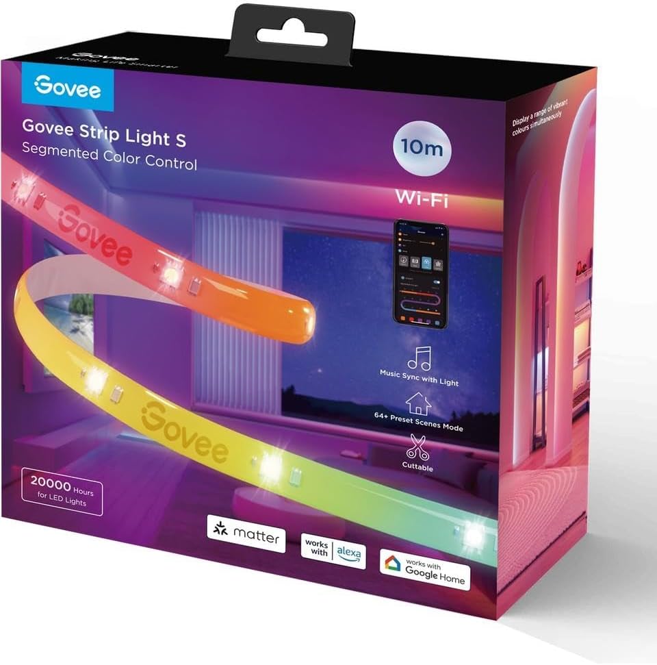 Govee RGBICW WiFi+BT Protective Coated Matter Supported LED Strip (10M) App Control