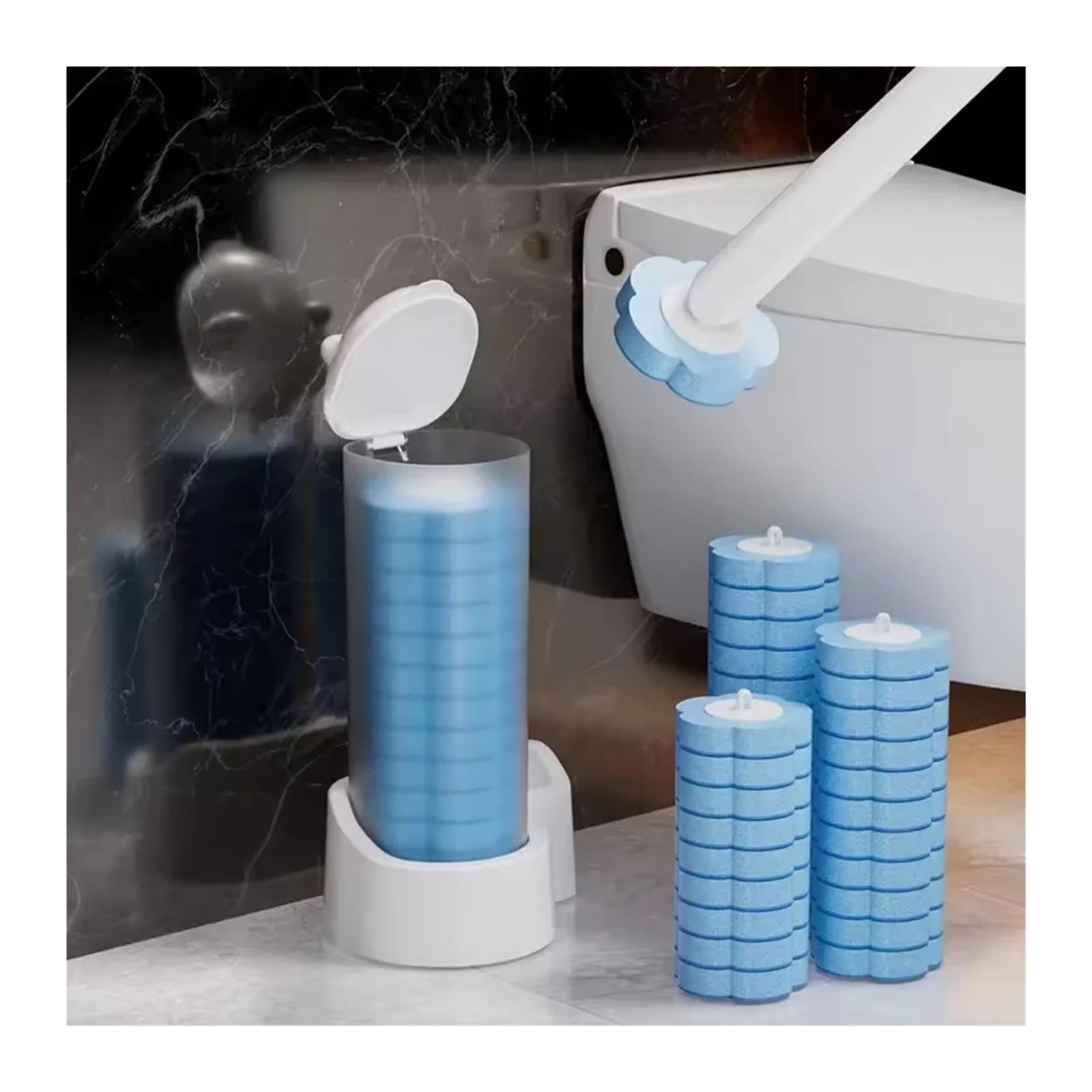 Toilettenbürste, Flexibler Reinigungskopf, reinigt Spalten gründlich(Set-A)