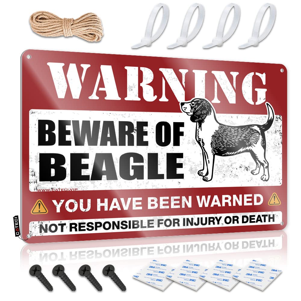 STWNVOITV Tin Sign Funny Beware Of Beagle Tin Sign Bar Accessories Man Cave Metal Signs Decor(30X40CM)
