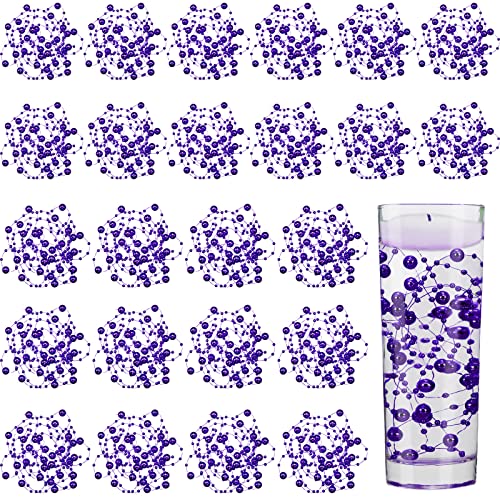 Tondiamo 24 Pcs Artificial Pearl String for Floating Candle Faux Pearls Beads String Garland Centerpiece Decoration for Vases Filler Wedding Spring Holiday Party Decor(Dark Purple)