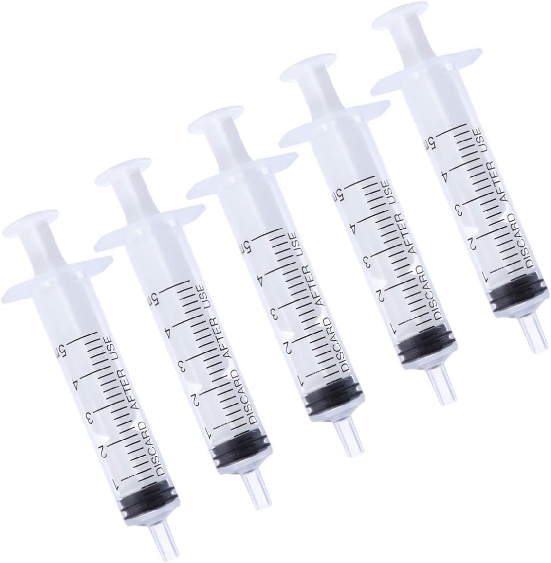 Healifty 5pcs Syringes luer Lock Multiple Uses Plastic Syringe Applicator Without Needle for Industrial Scientific Labs 5ml