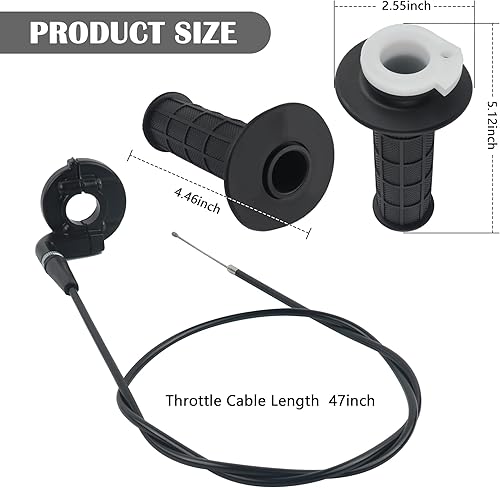 Miniatura 2 de IHOTDER Kit de cable de acelerador, empuñaduras de manillar de motocicleta con acelerador giratorio y cables de acelerador de 47 pulgadas, conjunto