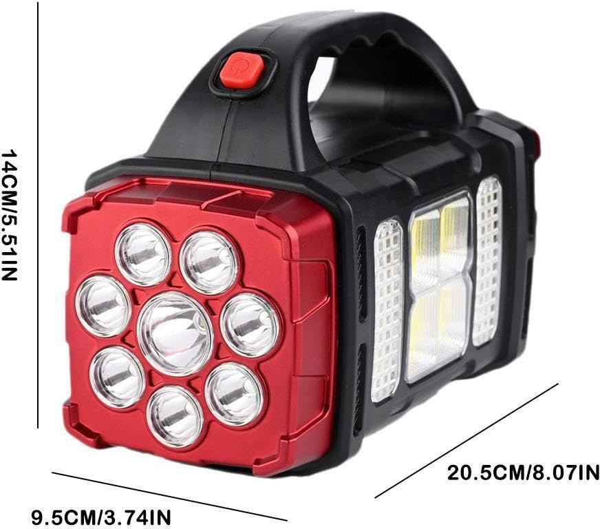 Image of Care 4 Multifunction Solar Waterproof Flashlight with USB Charging,8 Bulb LED & COB Torch (Red : Rechargeable)