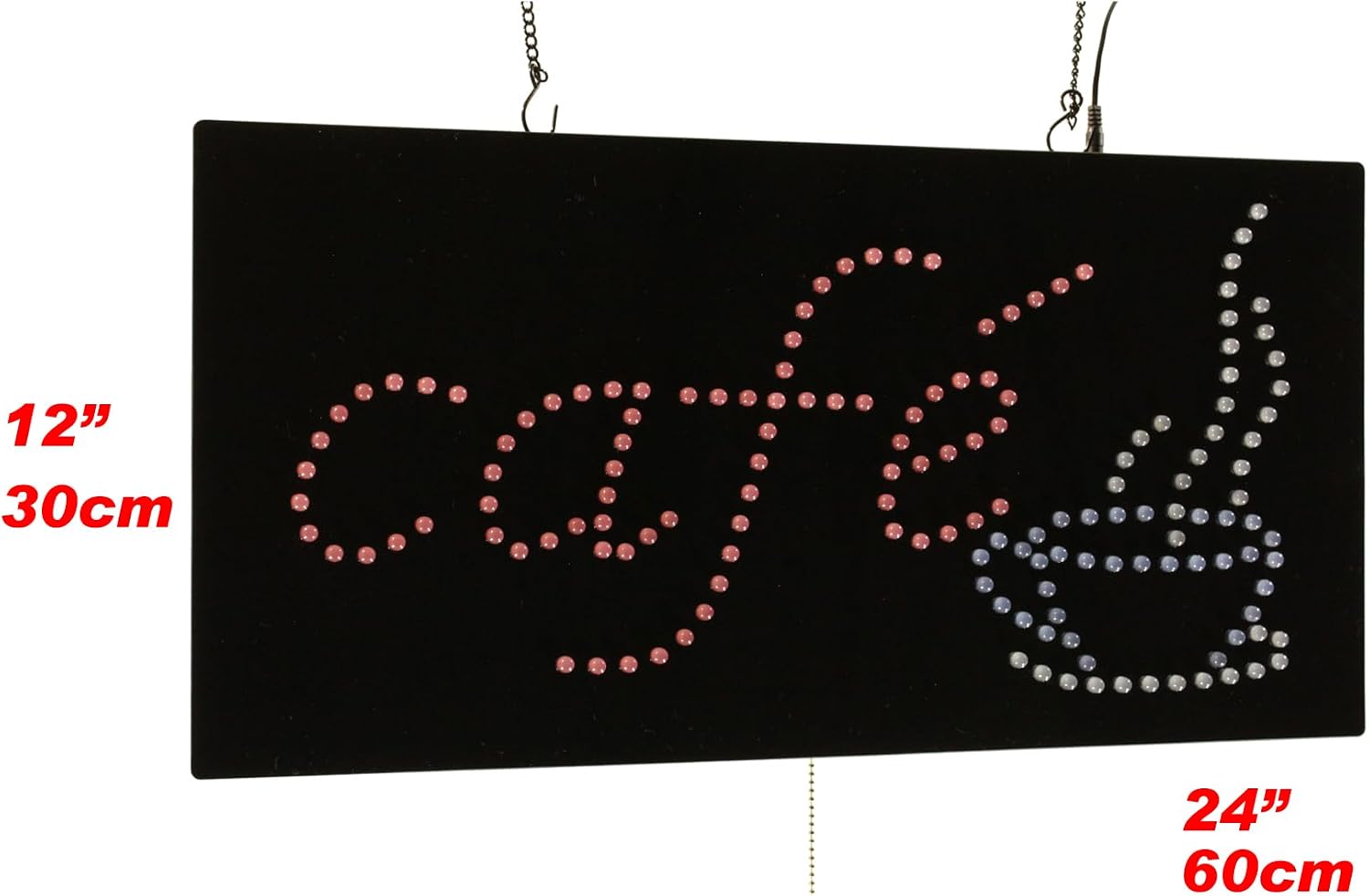 Café Sign, 24"x12", 60x30cm, TOPKING, LED, Neon, Florescent, Signage, Signboard, Display, Billboard, Screen, Grand Opening, Gift