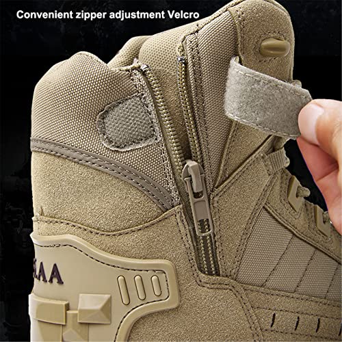 Lightweight Breathable Desert Boots,Military Boots High-top Combat Tactical Boots,Breathable Hiking Waterproof Desert Boots, All Terrain Shoes, for Hiking, Hunting, Working, Walking, 42, Sand4