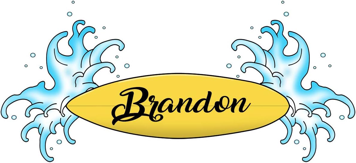 VWAQ-P Surfer Decal with Name Custom Surfboard Wall Stickers Personalized for Kids - SU01 (Sky Blue, 20" H X 40" W)