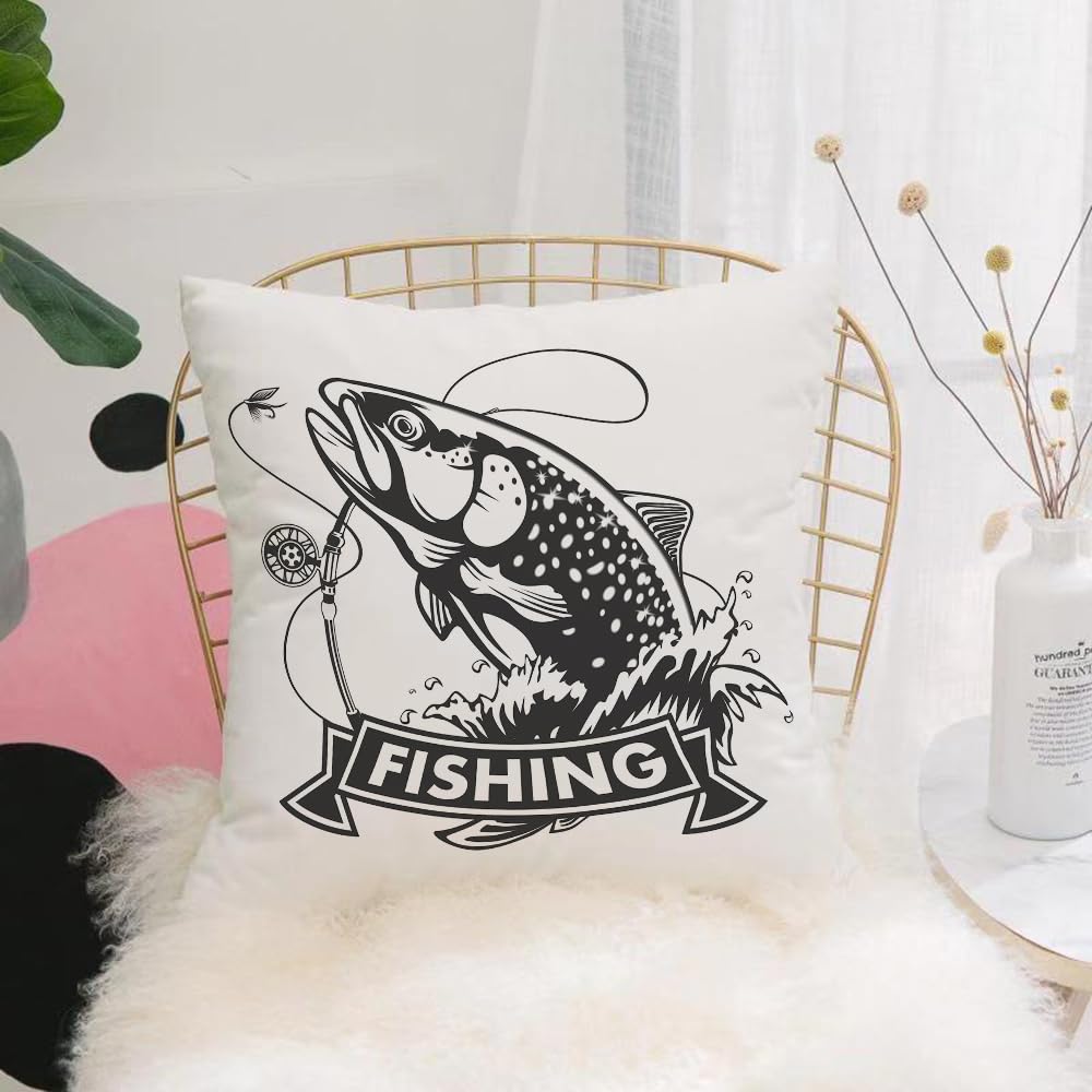 HYOSXW Cushion Cover,Throw Pillow Case Home Decorative for Living Room Bedroom Sofa Chair 16X16 Inch,Rainbow trout jumping out water.Salmon isolated on white background. Concept ar,Pillowcase 40X40cm