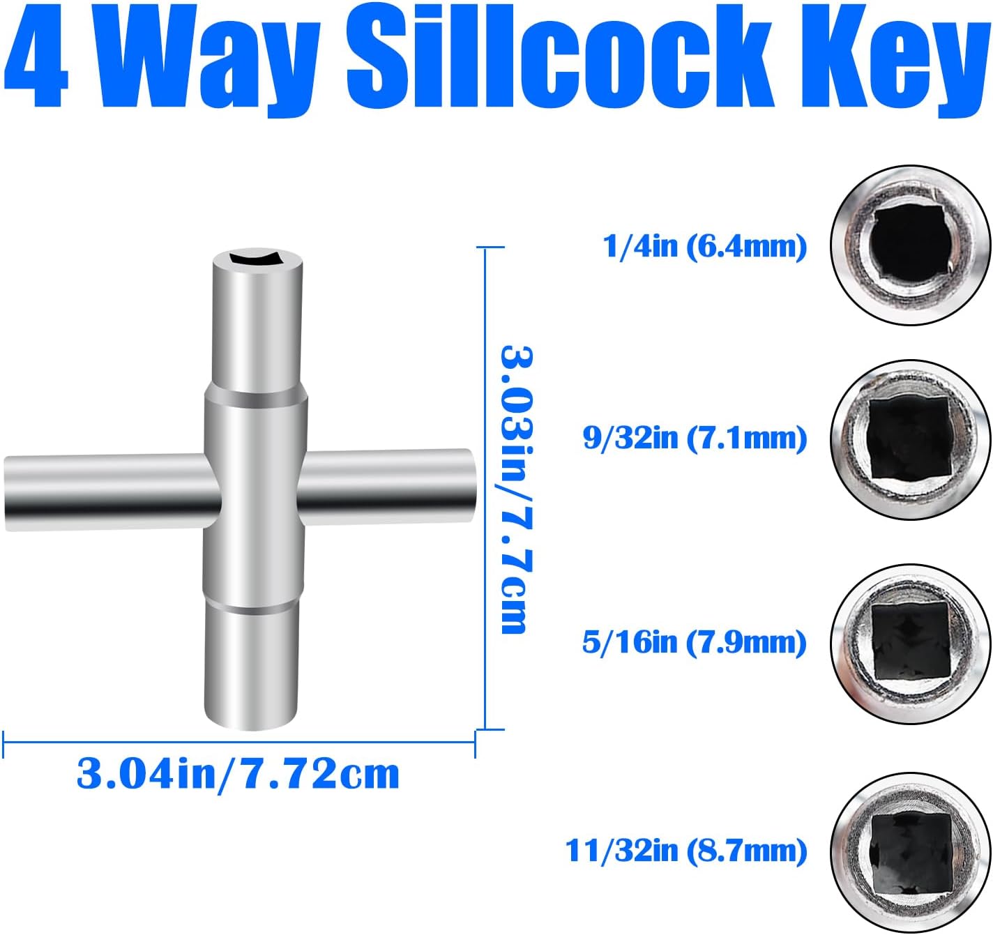 2PCS Water Key 4 Way Wrench Set,Faucet Key Sillcock Key Silcock Key for Spigots,Valve,Faucet and Cabinet Cupboard LCS-B2012