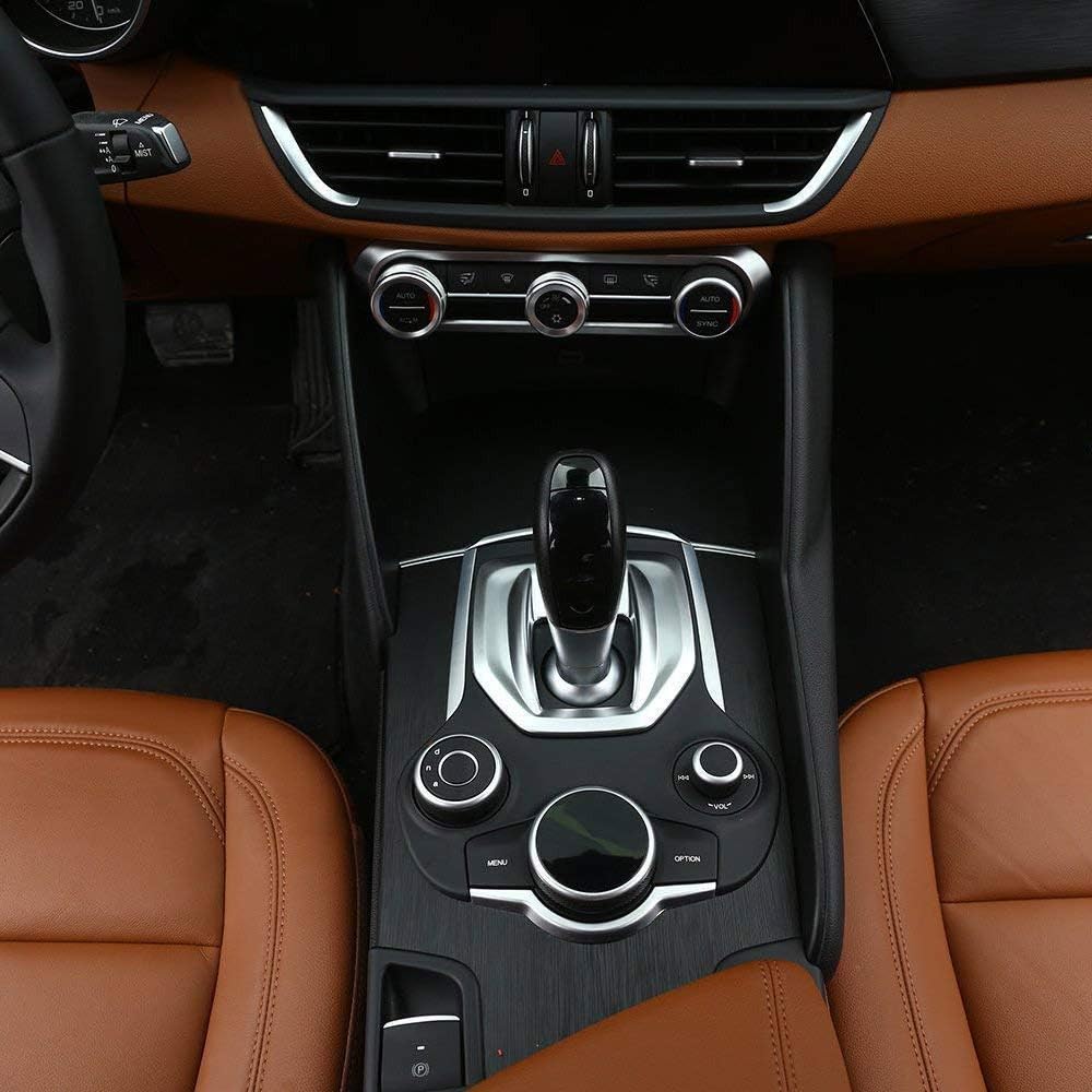 ABS Plastic Center Console Gear Shift Panel Cover Trim Accessories Matte Silver for Alfa Romeo Giulia 2017 2018, for Stelvio 2017 2018