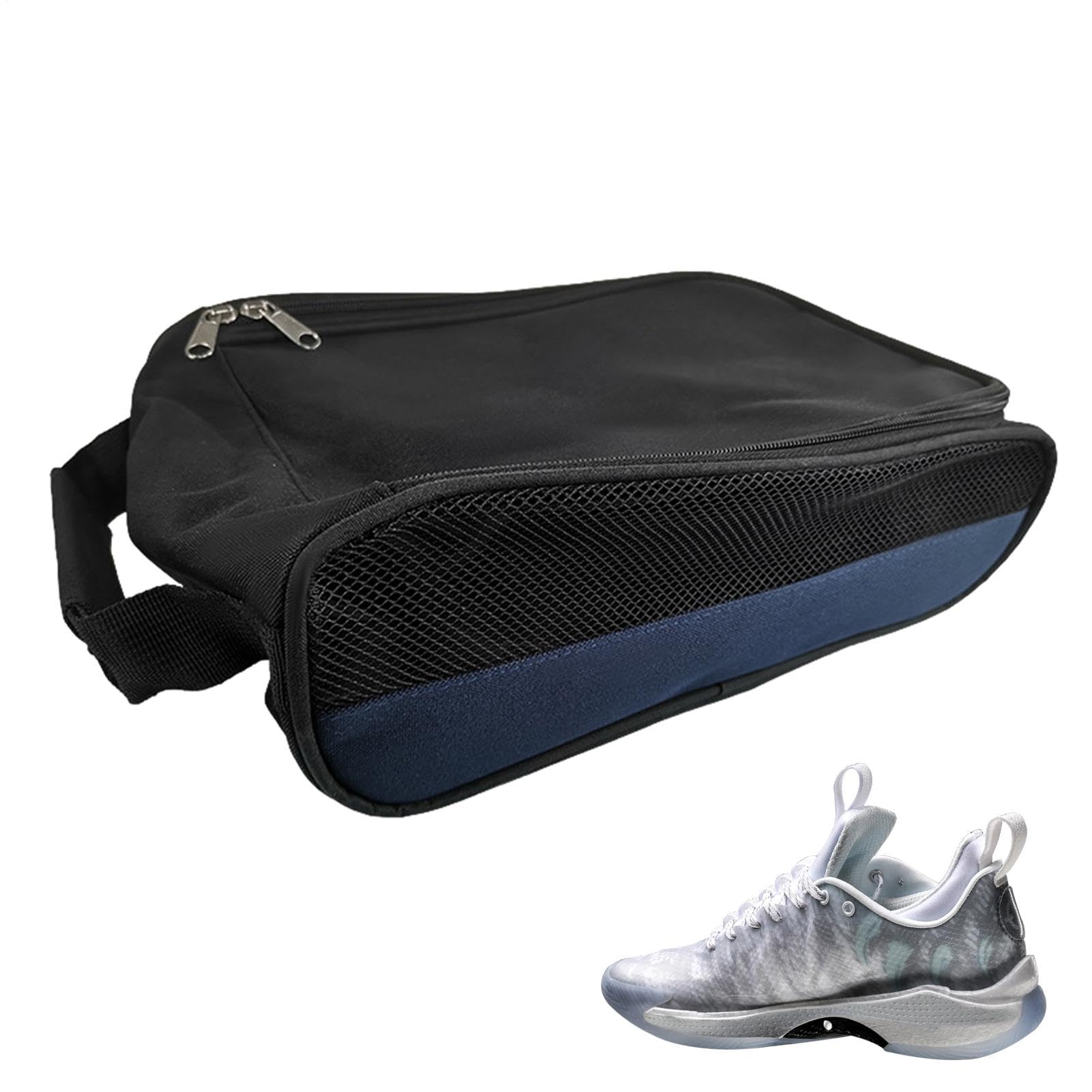 Borsa per scarpe sportive, Borsa per scarpe con cerniera,Organizzatore per riporre le scarpe | Portascarpe traspirante con tracolla con cerniera resistente all'acqua con ventilazione in rete per i