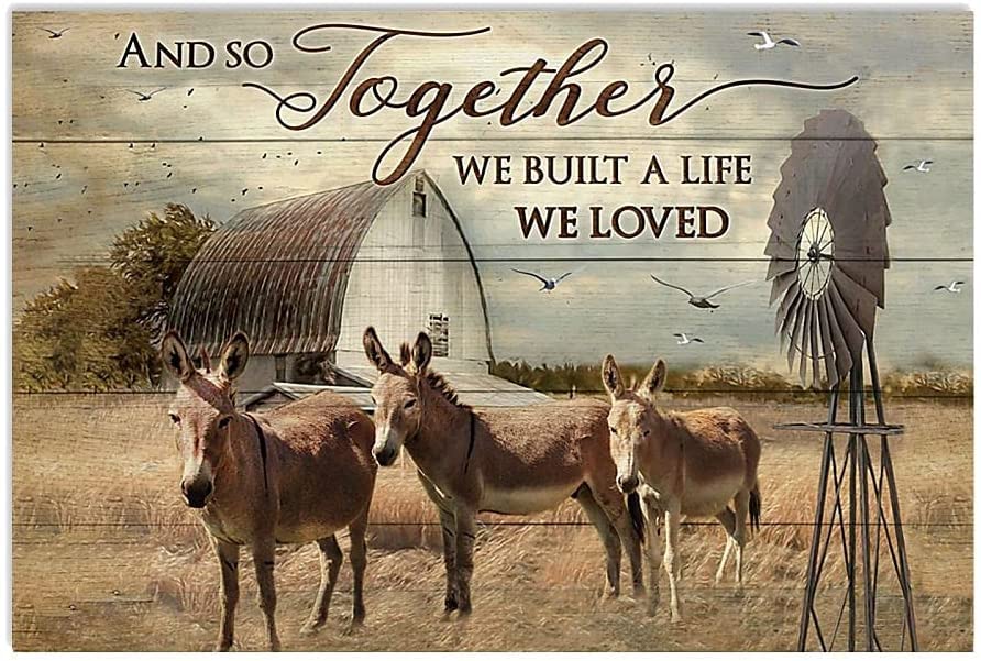 RIFOSA 6"x8" We Built The Life We Loved Donkey Indoor And Outdoor Wall Decoration Metal Sign