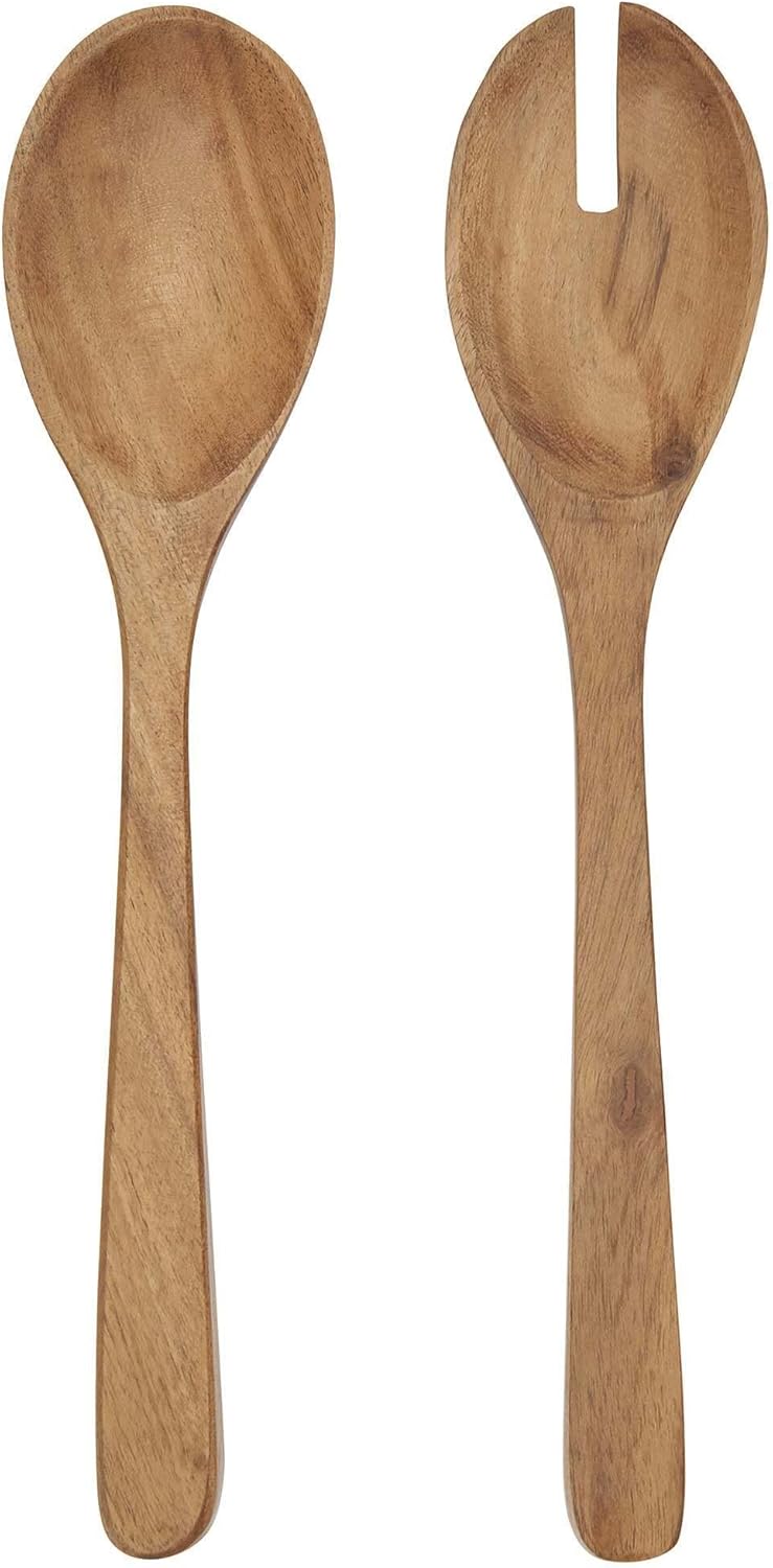 BUTLERS Pure Kitchen Salad Servers Set of 2 Brown Acacia Wood Salad