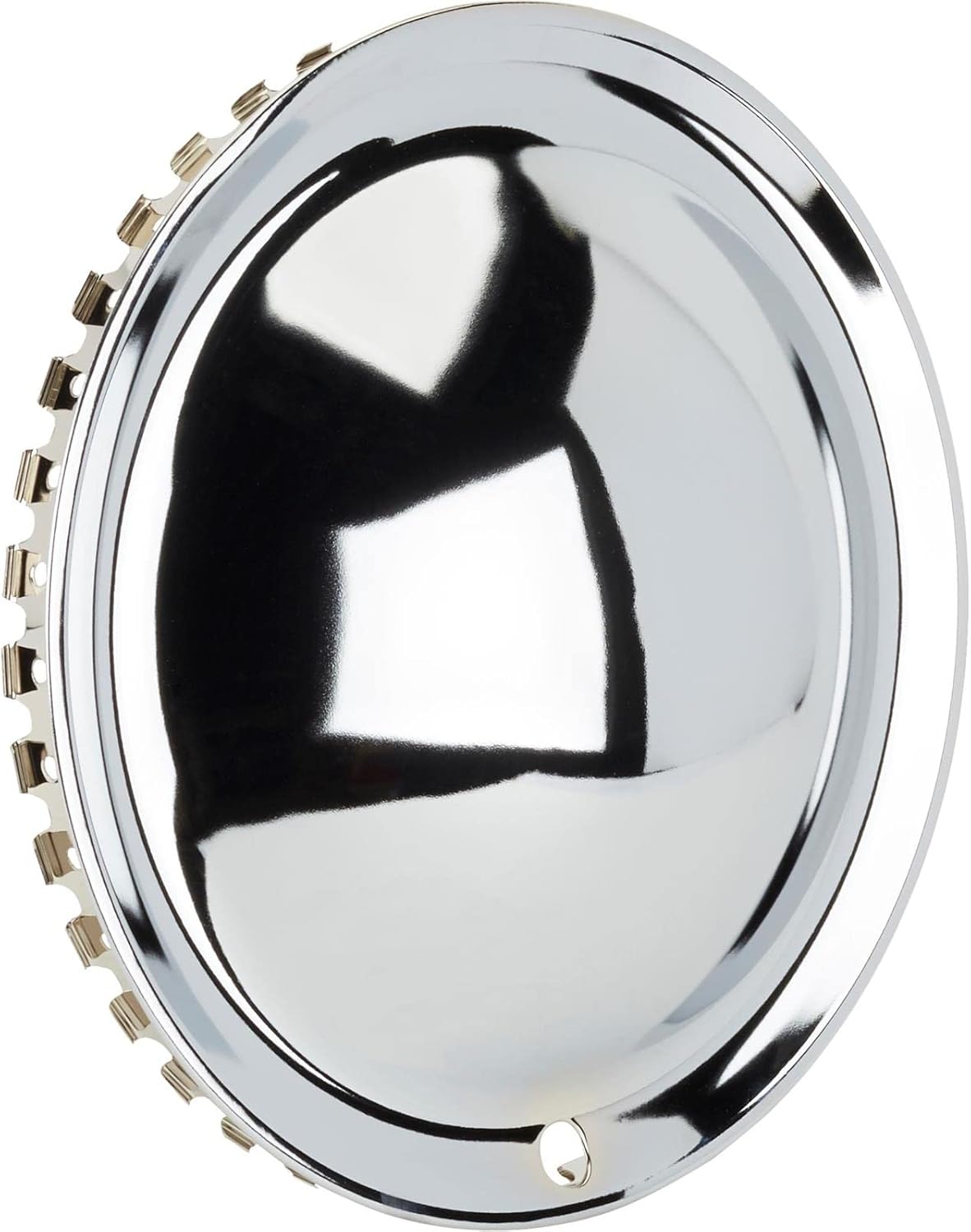 Speedway Motors Full Moon Style 14 Inch Wheel Cover, Chrome Plated Design, Fixed Spinner Bar, Snap-On for Easy Installation, Alloy Steel Material, Sold Individually