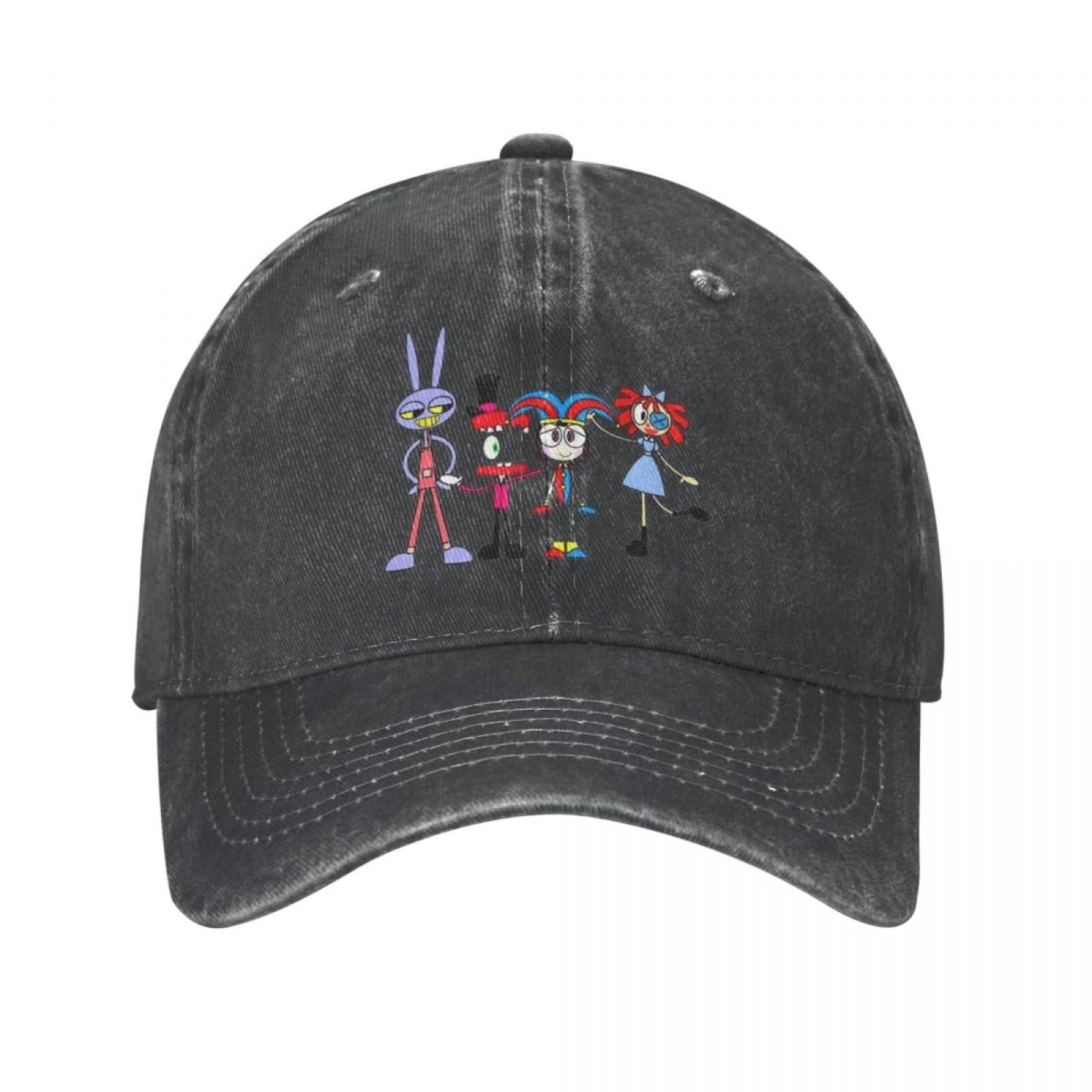 The Amazing Digital Circus Pomni Jax Baseball Caps Distressed Washed Cartoon Snapback Cap for Men Women Adjustable Hats Cap, for Men Black