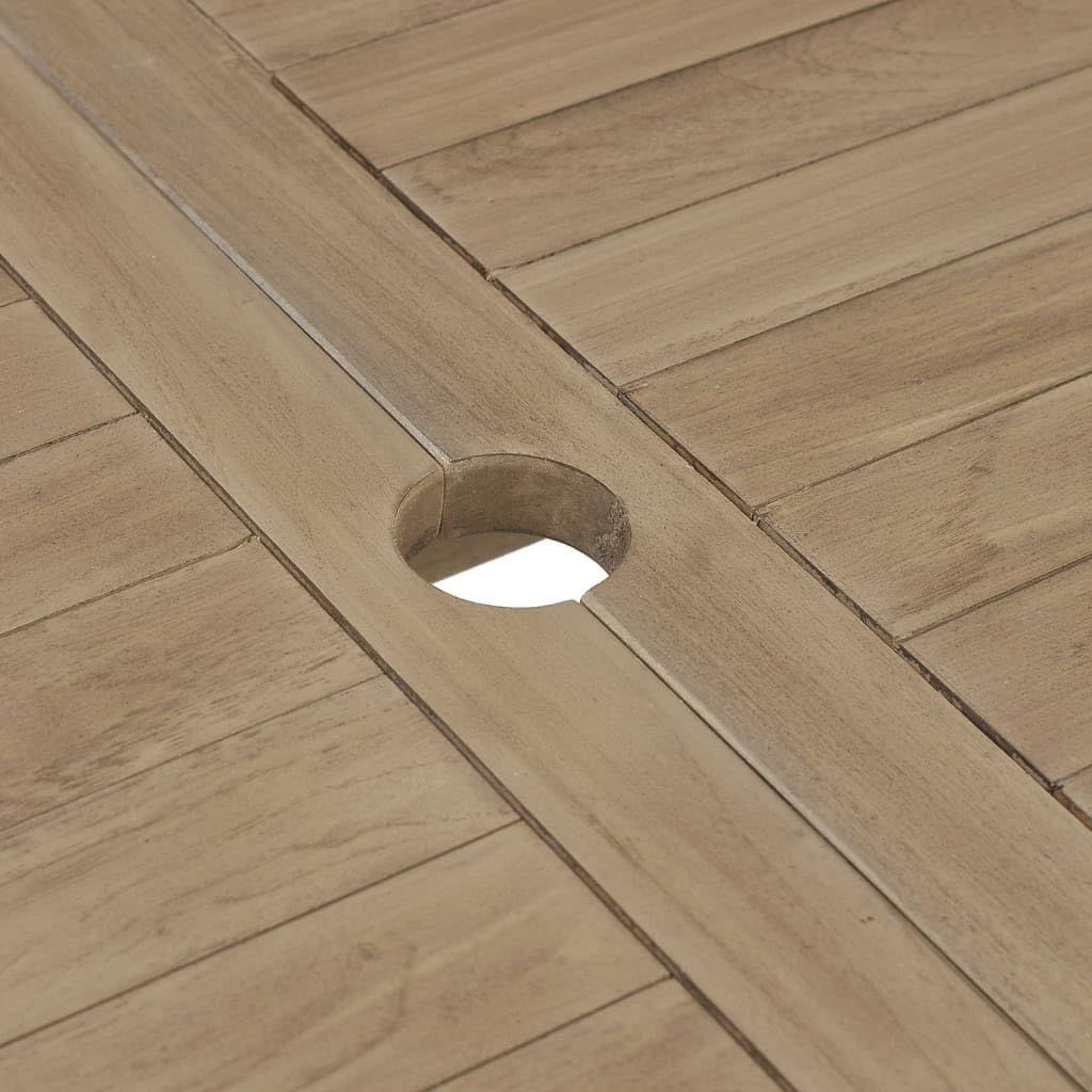 vidaXL Solid Teak Wood 5-Piece Patio Dining Set with Folding Chairs – Gray Finish Indoor/Outdoor Dining Set – Scandinavian Design