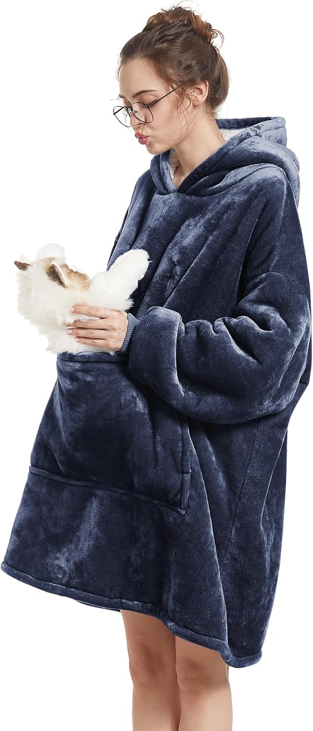 Aemilas Wearable Blanket Hoodie - Warm Sherpa Blanket Sweatshirt as Gifts for Adult Women Mom Men, One Size Fits All - Image 2