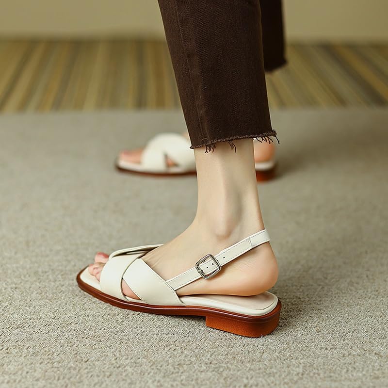 Women's Sandals Open Toe Ankle Strap Flat Summer Cute Casual Sandals Dressy Shoes4