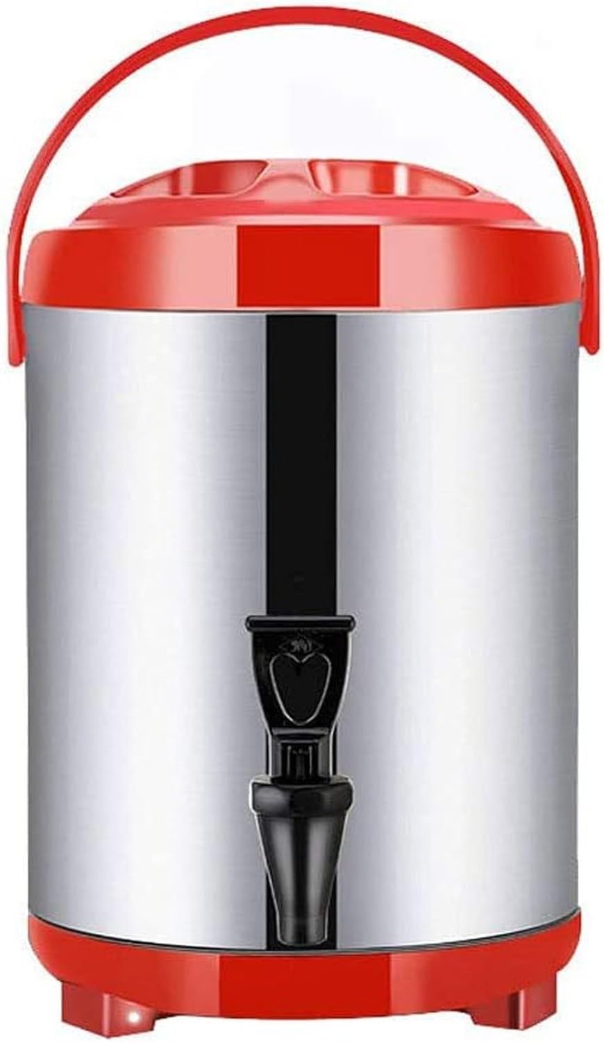 Dispensador de Agua Caliente y Bebidas con Grifo, Barril Termo de Acero Inoxidable para Cafetera, Gran Termo Comercial para Fiestas, Buffets y Hoteles, Mantiene, Red, 10L