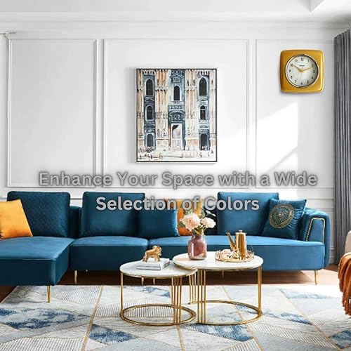 Miniatura 4 de Reloj de pared cuadrado retro de 9 pulgadas, funciona con pilas, silencioso, sin tictac, para el hogar, oficina, cocina, dormitorio, baño, sala de