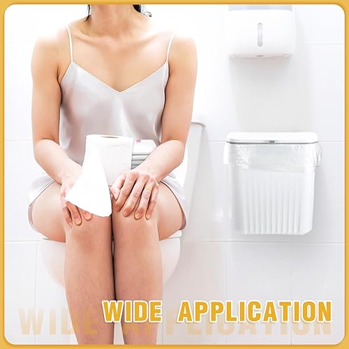 Miniatura 5 de Mifoci Receptáculo de servilletas sanitarias de plástico montado en la pared, contenedor de eliminación de tampones con tapa abatible, contenedor de