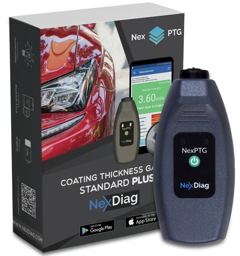 NexPTG Standard Plus Lackmessgerät Auto mit App für iOS & Android| Professionelles lackdickenmessgerät & Lackprüfgerät | Lackmessgerät | Lackschichtmessung App