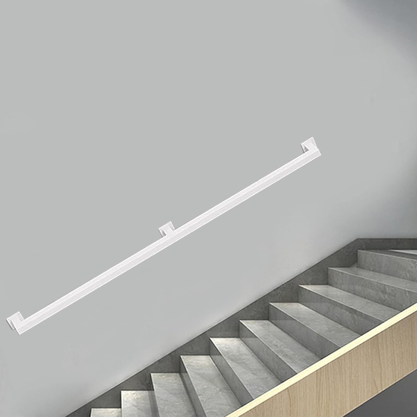 Attrex White Wall Handrail Wrought Iron Stair Railing Safety Non-Slip And Rust Resistant Wall Mount Banister, Hand Rails For Indoor Stairs Outdoor Step Balusters(,18Ft/540Cm)