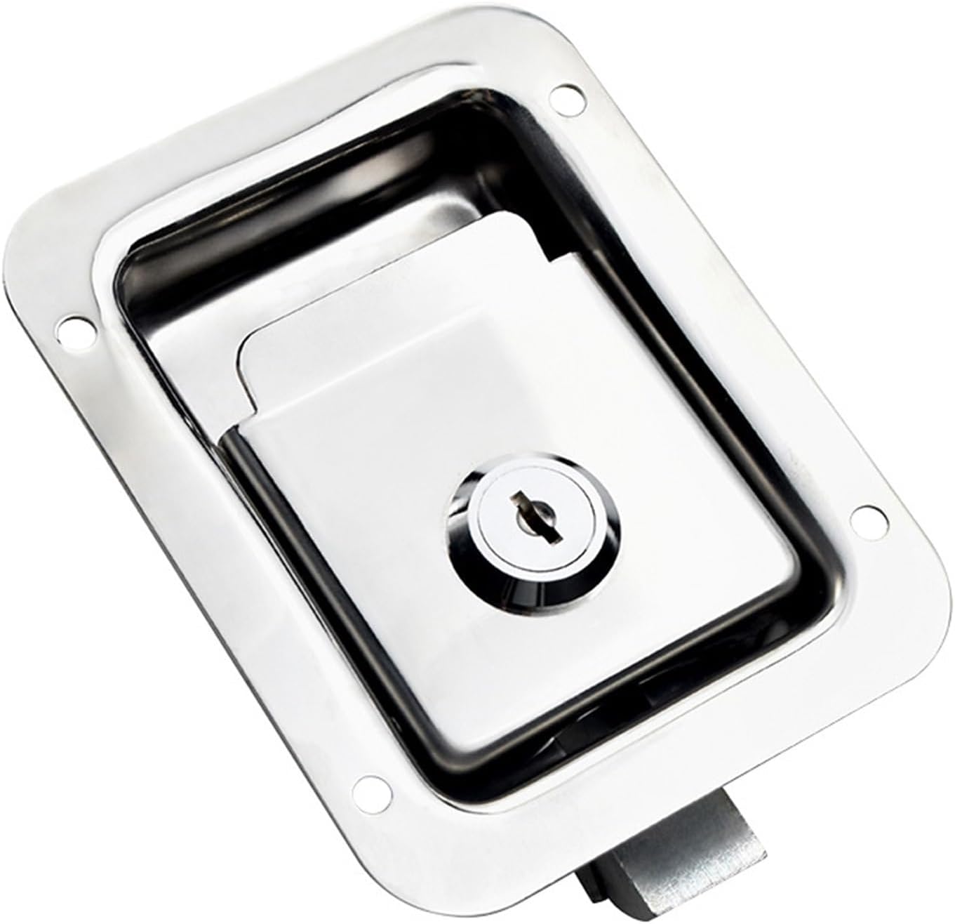 XK104 Stainless Steel Large Panel Lock Heavy Lock Press Type Flat Lock Impact Close Lock 1Pcs(XK104S-304)