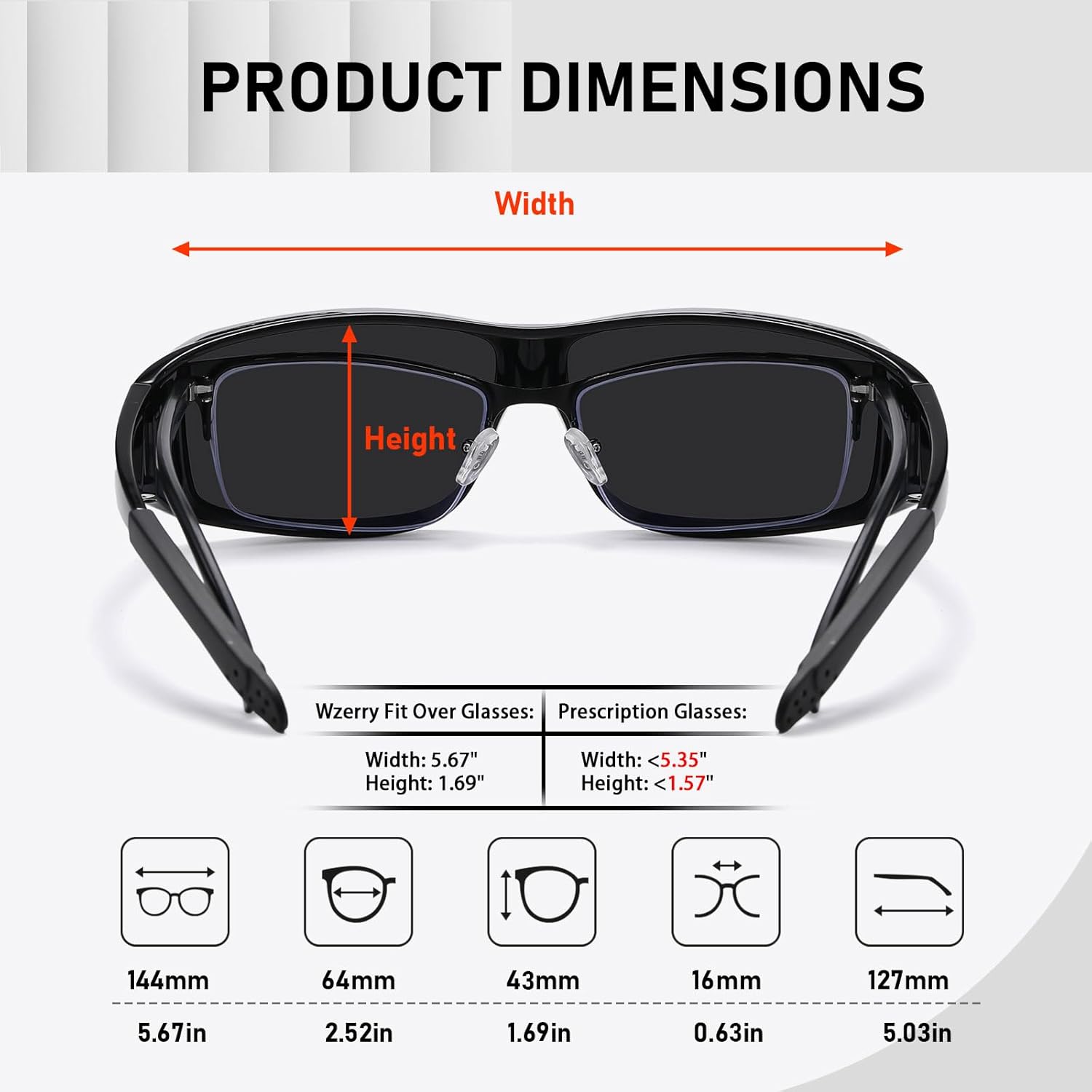 Wzerry Sunglasses Fit Over Glasses Polarized for Men Women, Wrap-Around Glasses UV400 Protection for Driving and Outdoor - Image 3