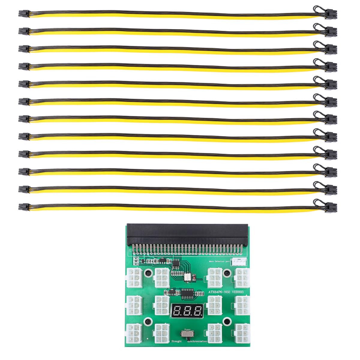 SHINEOFI Netzteil Gpu Mining Adapter 6-pin zu 8-pin Kabel aus Verzinntem Kupfer für Stabile Stromversorgung und Ersatz Defekter Kabel im Server und Computer Bergbau