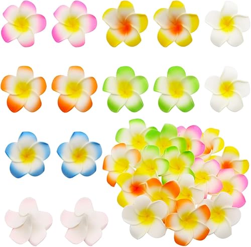 100 pétalos de flores de espuma hawaiana de 1.6 pulgadas de diámetro, 1.6 pulgadas, colores surtidos para decoración de bodas, fiestas