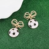 Firopia Soccer Ball Dangle Earrings for Women | Soccer Earrings with Bow | Funny Ball Earrings | Jewelry Gift for Fan