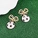 Firopia Soccer Ball Dangle Earrings for Women | Soccer Earrings with Bow | Funny Ball Earrings | Jewelry Gift for Fan
