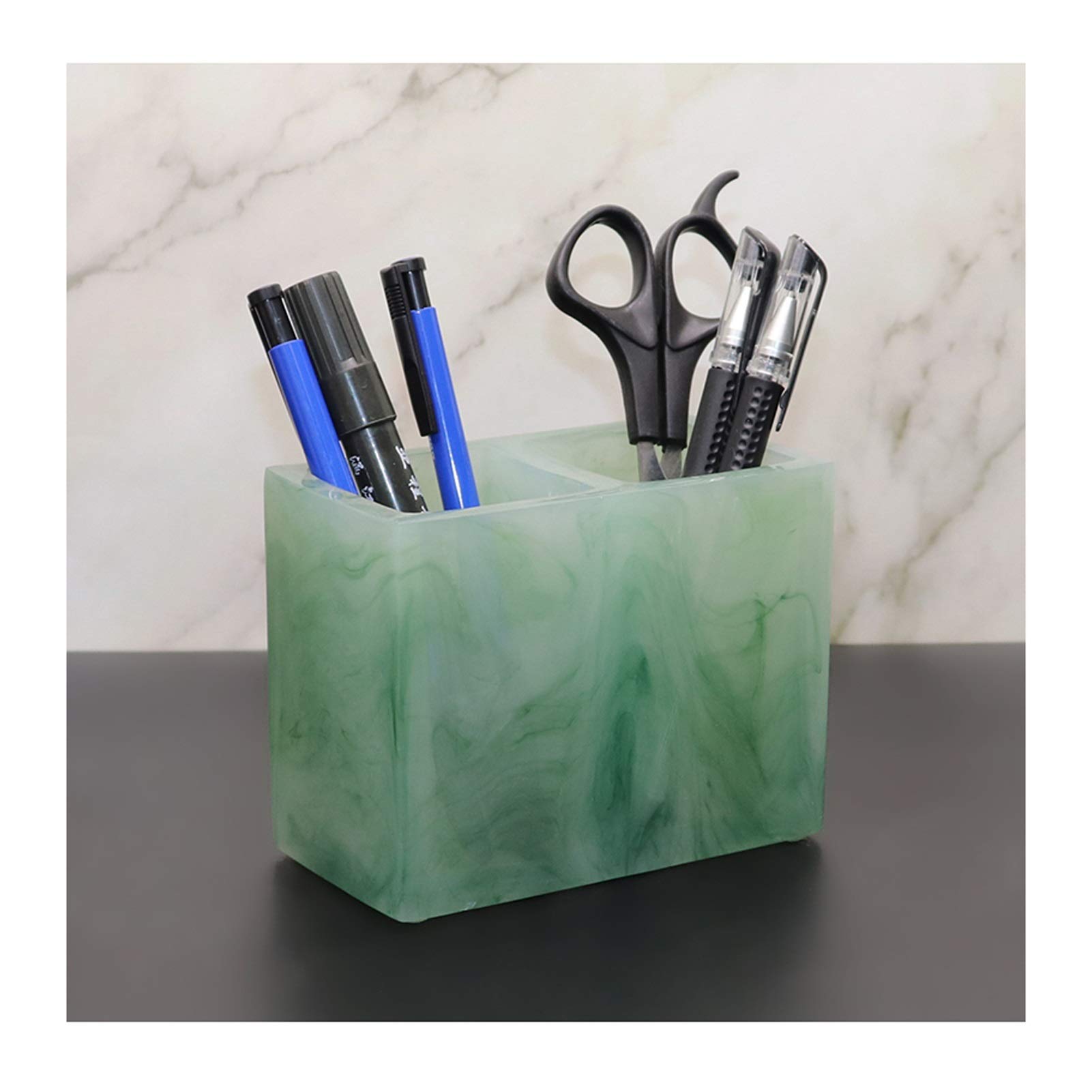 Harz Große Kapazität Schreibtischstifthalter Bleistift Makeup Aufbewahrungsbox Desktop Organizer Stand Fall Schulbüro Schreibwaren (Color : F)