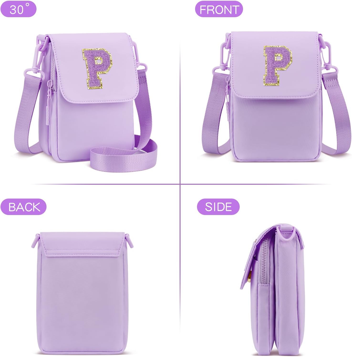 Birthdaye Gifts for Girls Crossbody Purse Small Kids Initial Cell Phone Purse Crossbody Bags,Purple-P