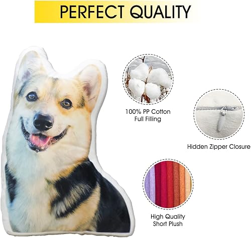 Miniatura 5 de Amlion Almohada personalizada para mascotas con imagen almohadas personalizadas con forma de foto de mascota de 16 pulgadas para perro gato niños