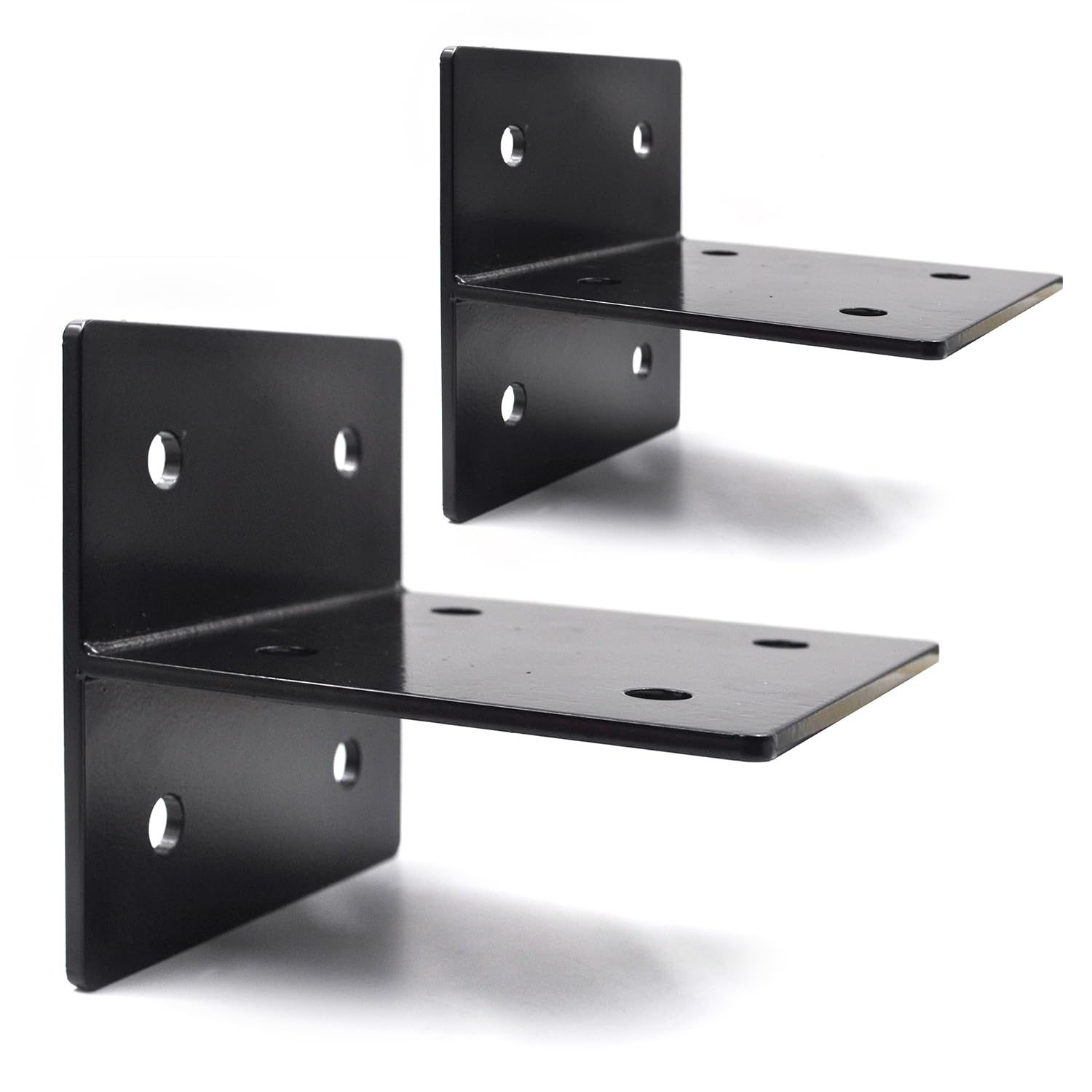 2-Pack Hidden Joist Bracket Fixed Base For 6x6 Beams – 5mm Carbon Steel Connectors, Heavy Duty T-Tie, Black, For Deck Patio Fence