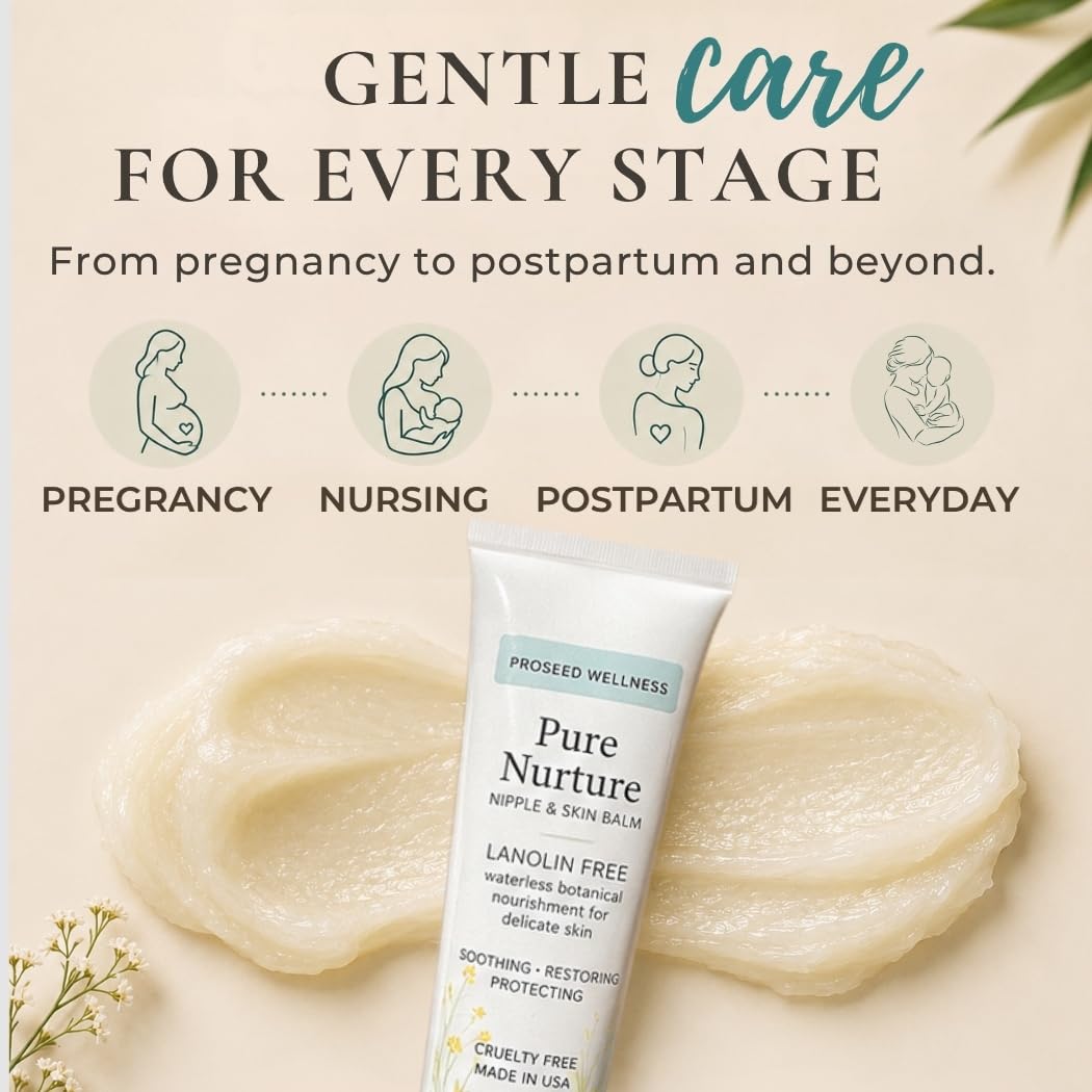 Lanolin Free Nipple Cream for Breastfeeding – Botanical Nipple Butter with Shea Butter, Aloe & Chamomile – Soothing Nursing Balm for Dry Sensitive Skin – Postpartum Essentials, 2 oz
