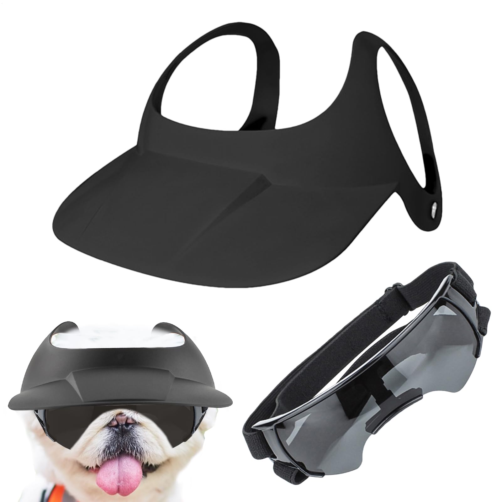 Casquette et lunettes pour chien visière imperméable et lentilles de protection solaire