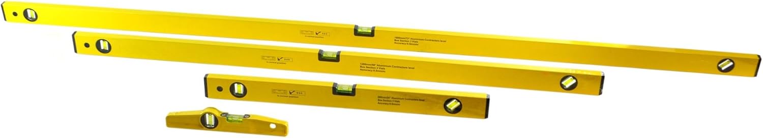 4pc Spirit Level Set 0.5 Mm/M With Ba 24" 72" 48" & 10" Scaffold Level TE840