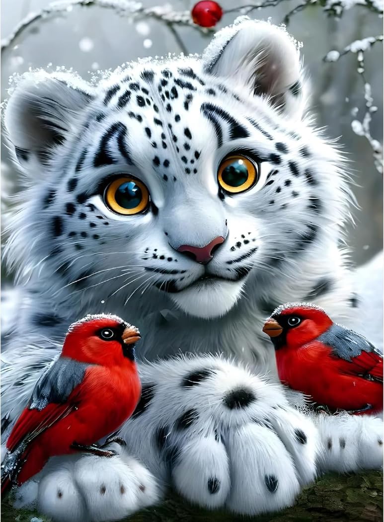 NAHUIGOOD Beginners Cross Stitch kit,Animals: Tiger, Bird 11CT40x50cm,11CT Cross Stitch for Creative Home Décor,Needlework Kit for Adult Beginners,