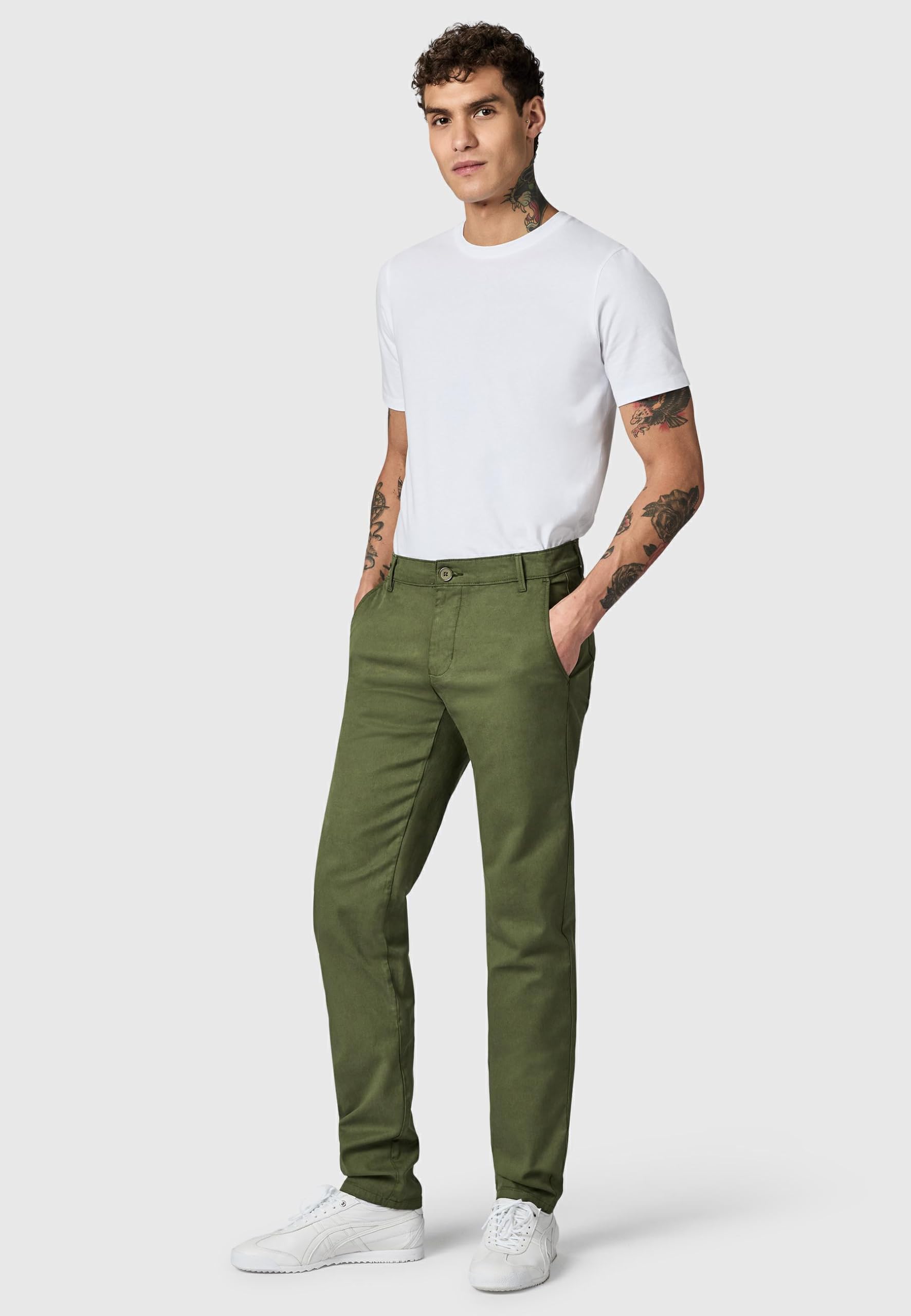 Peak Time Herren Lange elastische Chino-Hose mit Bio-Baumwolle (OCS Blended Standard) im Tapered Fit Astron