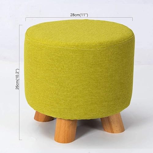 Miniatura 3 de Reposapiés, taburete de lino para maquillaje, puf de madera maciza, reposapiés otomano, asiento acolchado para reposapiés, silla para descansar