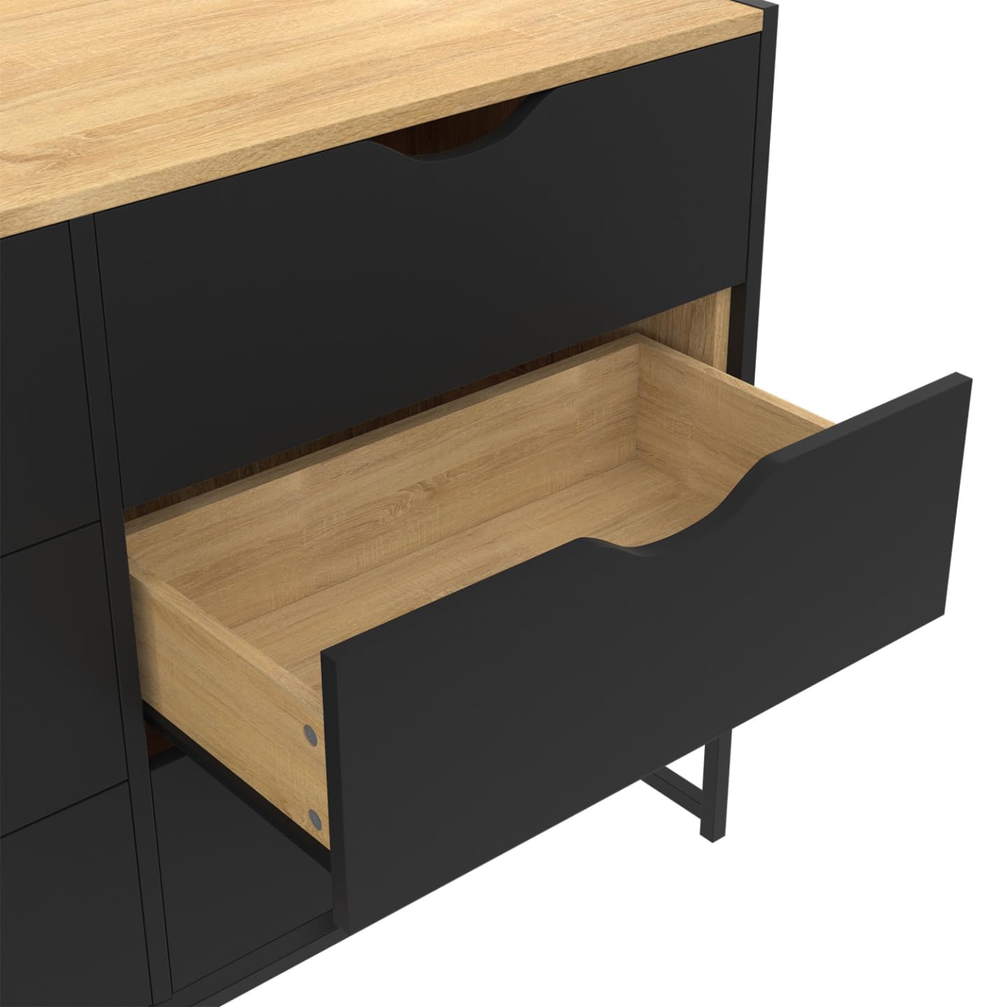 IDMarket - Commode 6 tiroirs Noirs Boston 115 cm Design Industriel