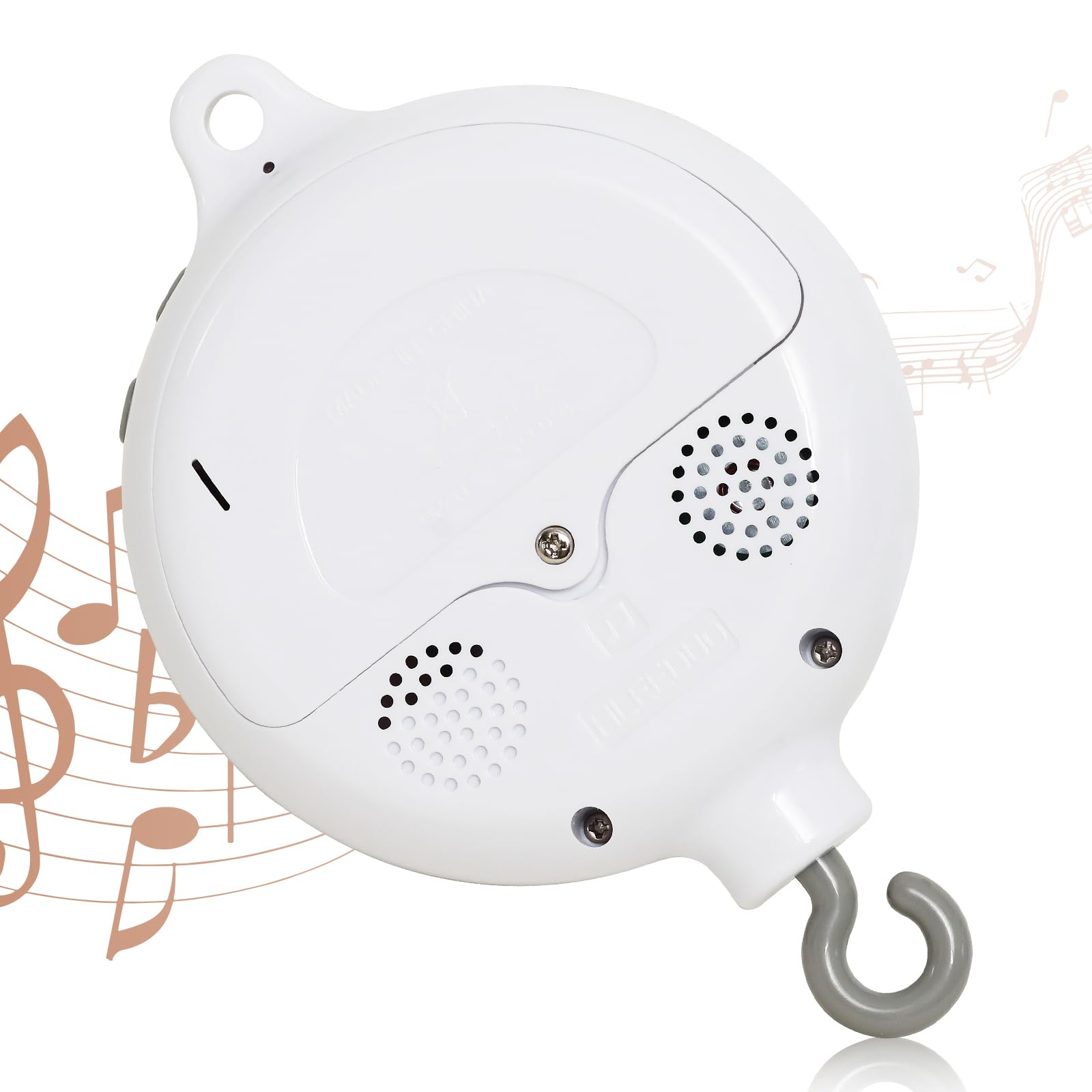Crib Mobile Rotary Music Box, 35 Lullabies Crib Mobile Battery Operated Plays with 360° Rotating Hook Volume Adjustable（Battery Not Include）