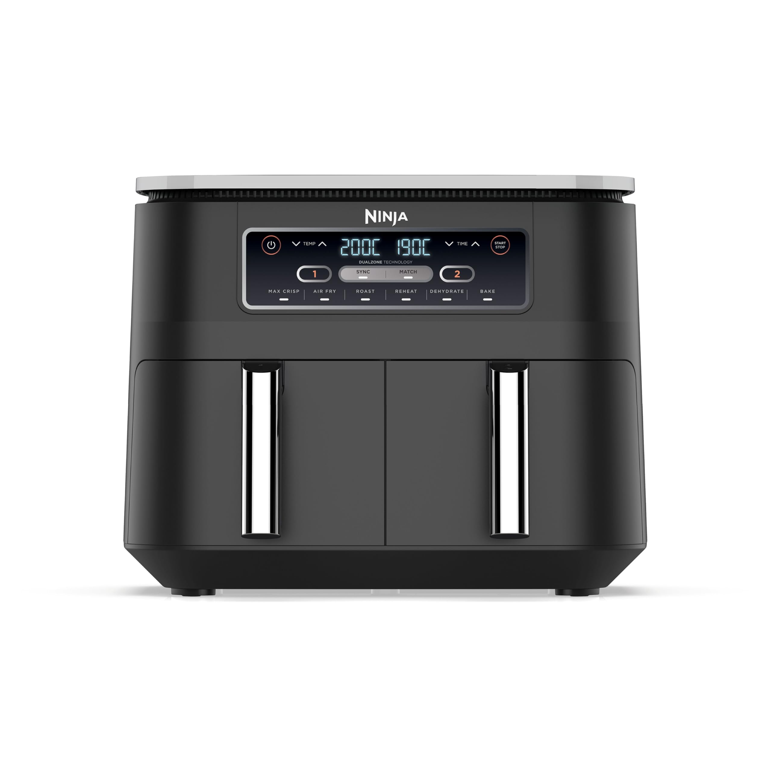 Ninja Dual Zone Air Fryer AF300 in granite grey with two baskets