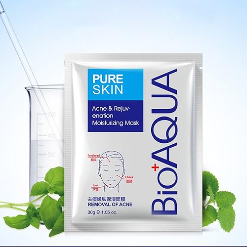Miniatura 5 de BIOAQUA PURESKIN - Mascarilla para acné y rejuvenecimiento, tratamiento facial, rejuvenecimiento facial, eliminación eficaz, extracto de hamamelis,