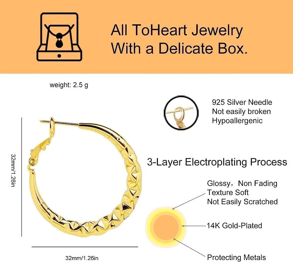 ToHeart Gold Hoop Earrings for Women Gold Plated Twist Hoop Earrings - Image 2