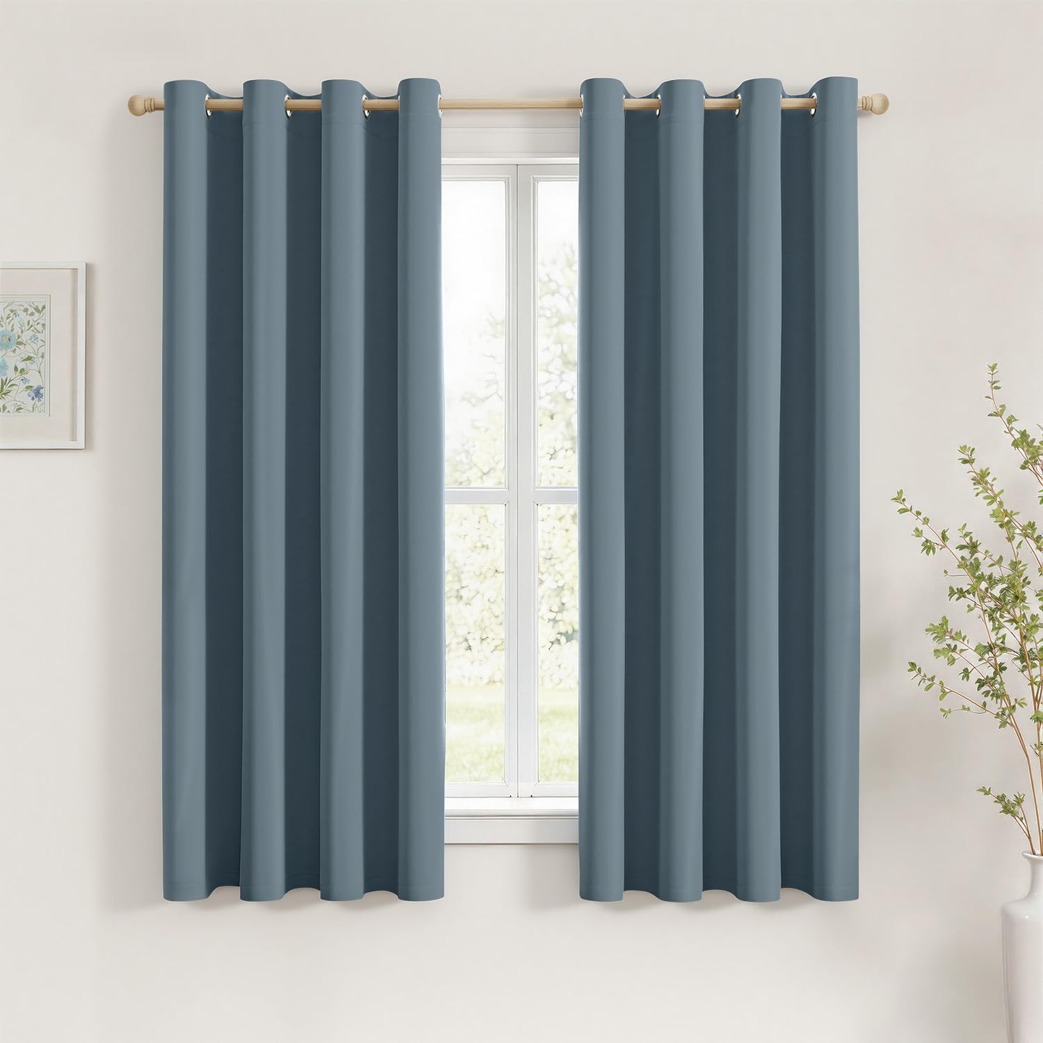 MIULEE Blue Blackout Curtains for Living Room 2 Panel Set, Premium Eyelet Curtains for Bedroom, Thermal Insulated Window Curtain Drapes, Black Out Curtain 54 Drop, Each Panel 46 x 54 Inches โ image 1